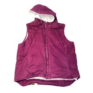 Berne Hooded Vest Plum Purple Sherpa Lined Duck Work Chore